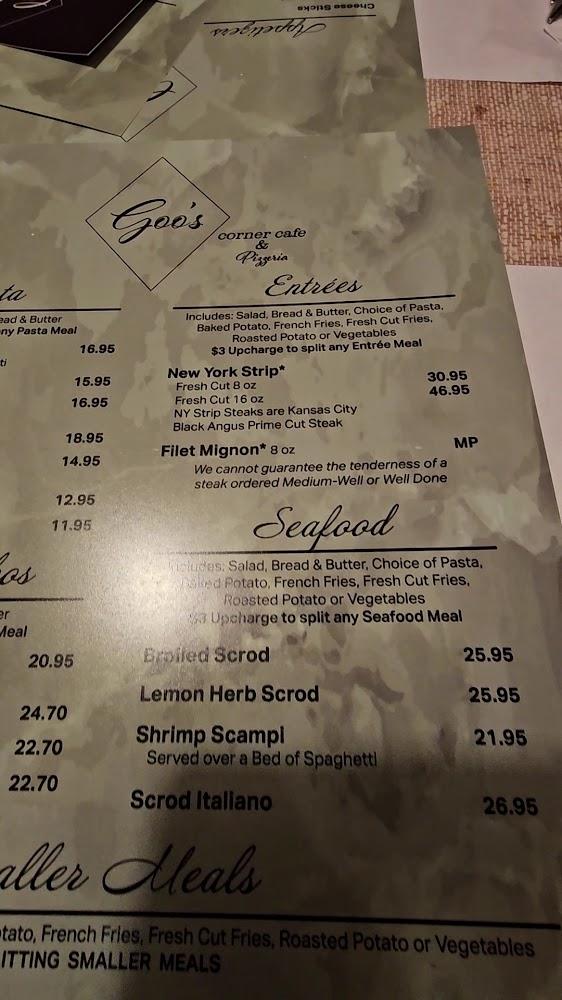 Goo's Corner Cafe Menu image 1